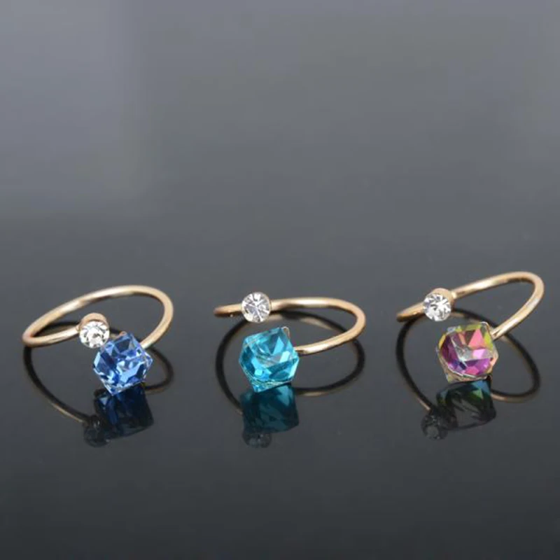 IMIXLOT 5 шт. Новые разноцветные Открытые Кольца для женщин золотого цвета