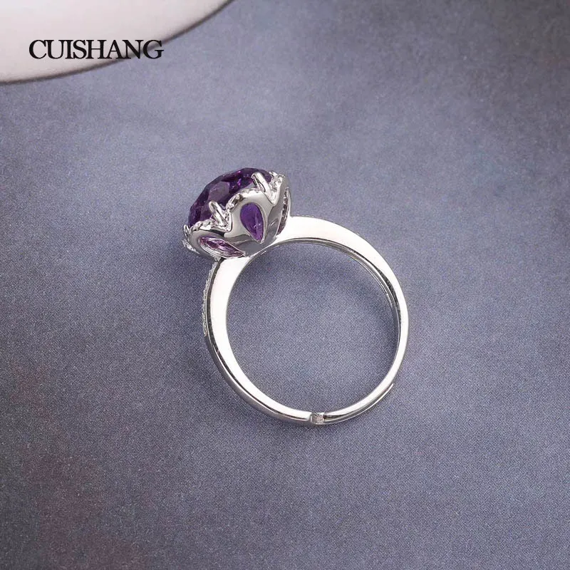 CSJ Fine Jewelry Кольцо из стерлингового серебра 925 настоящий Аметист женский свадебный