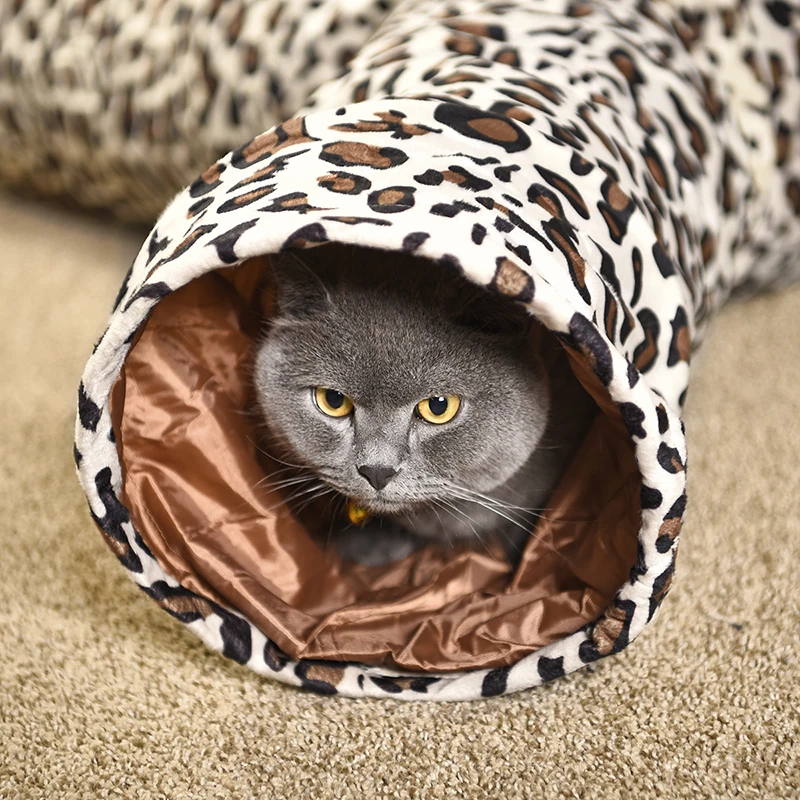 Туннель для домашних животных туннель кошек с леопардовым принтом трёхполосный