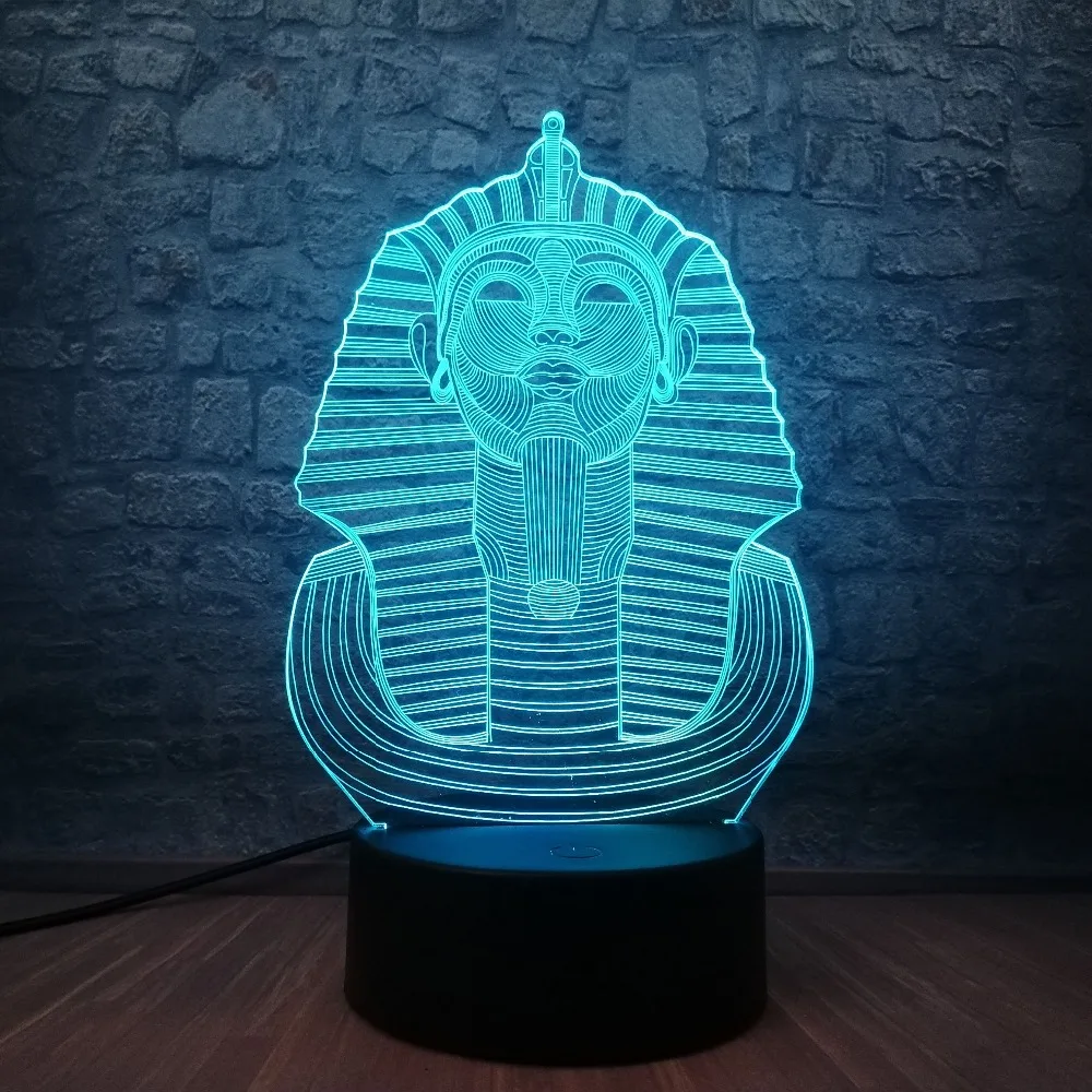 Новинка 3D Египетский Сфинкс Фараон RGB 7 цветов градиентная Ночная лампа Bulbing Mood