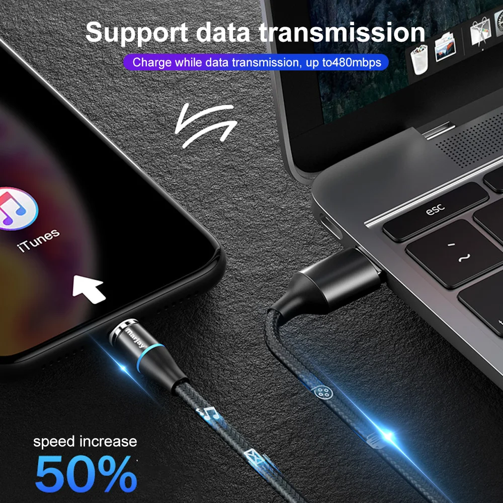 Магнитный кабель Marjay 2 м 3 А для быстрой зарядки 0 Micro USB Тип C iphone X Xs Max Samsung Xiaomi