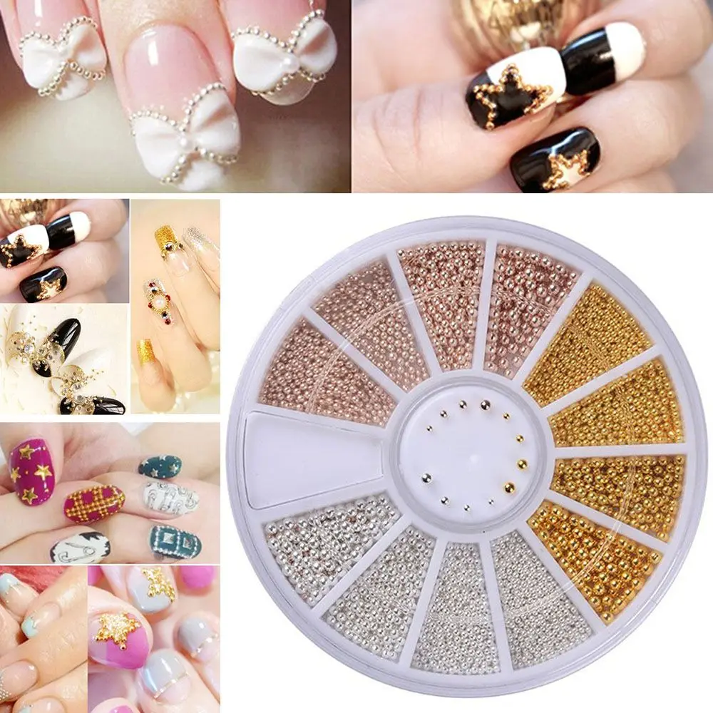 1 шт. новые модные бусины для ногтей 0 8-1 3 мм 3D дизайна украшения из золота серебра