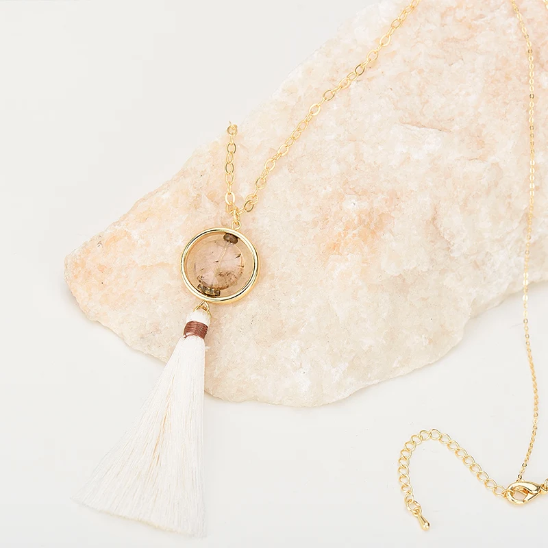 Ожерелье женское из цинкового сплава с натуральным камнем подвеска кисточками