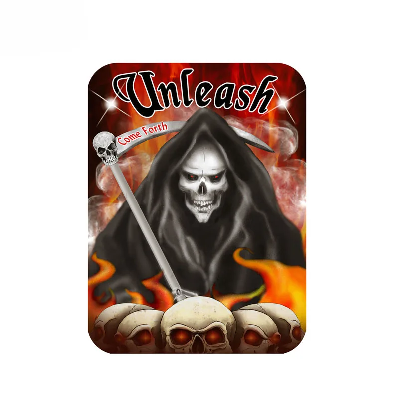 

YJZT 13.1CM*9.9CM Unleash Come Forth Decal Funny Grim Reaper Fire Car Sticker 6-0741