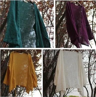 Новинка весна-лето 2014 женская льняная рубашка оригинального дизайна большого