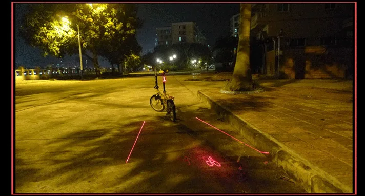 Светодиодный велосипед светильник "велосипед логотип" Ночь 2 Laser+ 5 светодиодный задняя подсветка на велосипед задний фонарь для велосипеда с возможностью светильник луч безопасности Предупреждение красный задний фонарь Водонепроницаемый