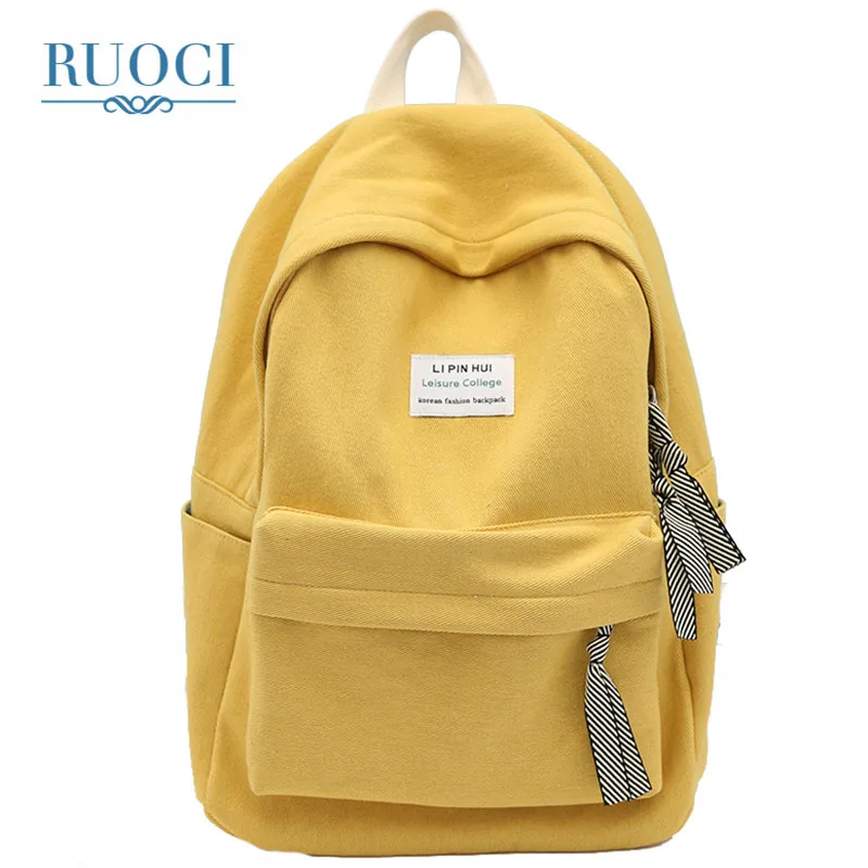Для женщин Холст Рюкзаки Карамельный цвет Водонепроницаемый школьные сумки для
