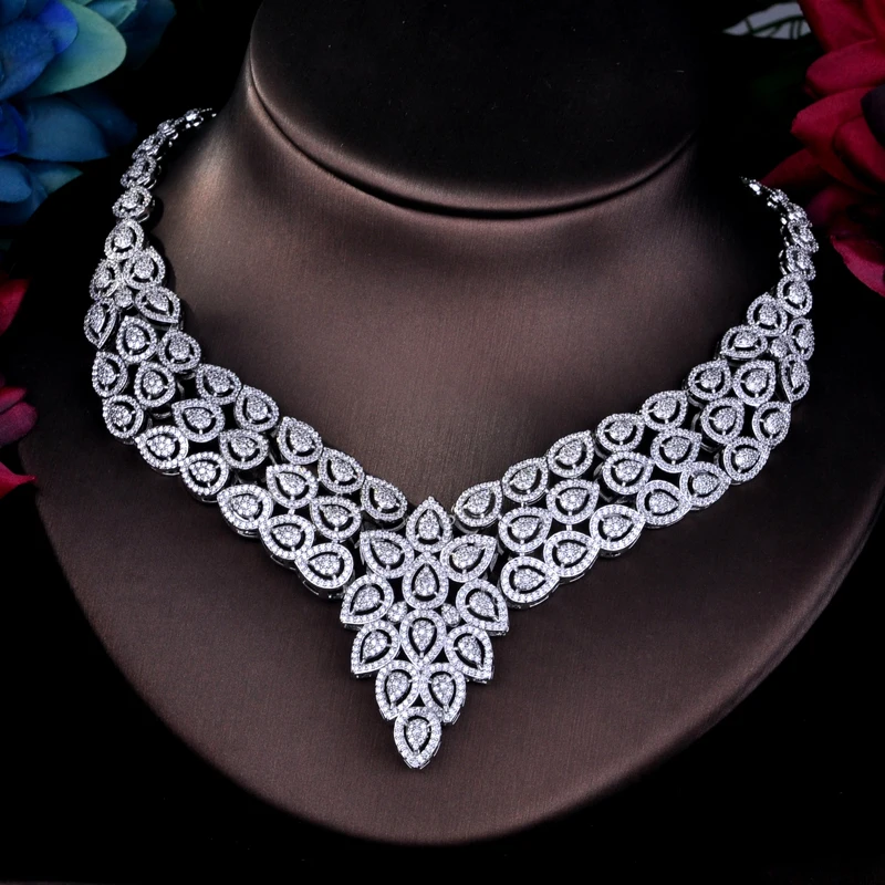 HIBRIDE Новый Дизайн Большое ожерелье с подвеской Полный комплект ювелирных изделий