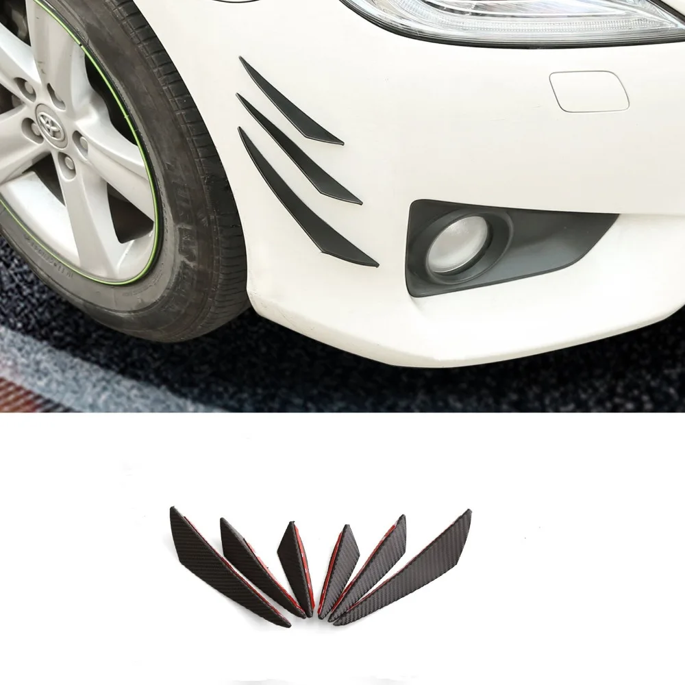 

6pcs/set general car modified spoiler plate carbon fiber crescent air knife front bumper spoiler