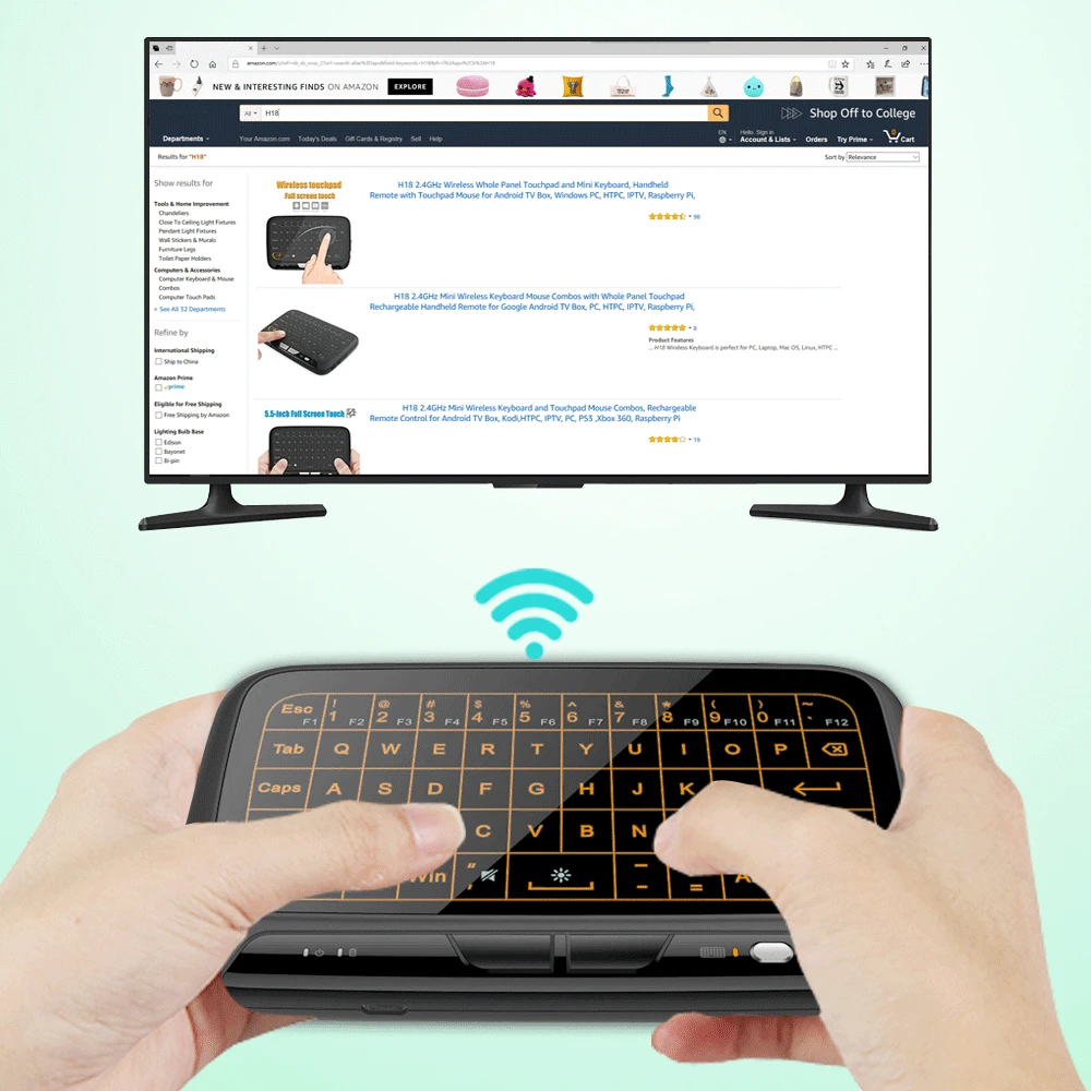 AVATTO H18 Plus Full Touchpad Backlight Mini keyboard with 2.4GHz Wireless Gaming Air Mouse For Smart TV ipad PS3 Box PC | Компьютеры и