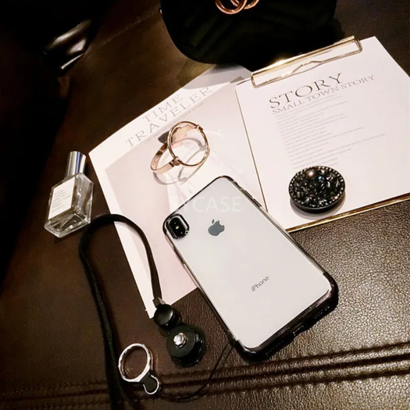 SY чехол Алмазный кронштейн прозрачный ТПУ для телефона с покрытием iPhone X XR Xs Max 5 5S