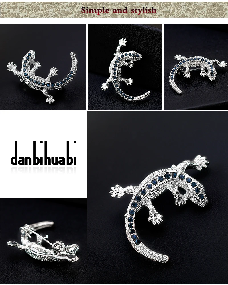Danbihuabi винтажные женские и мужские Броши Булавки с животными ювелирные изделия брошь ящерица камень Мода юбилей сувениры шарф