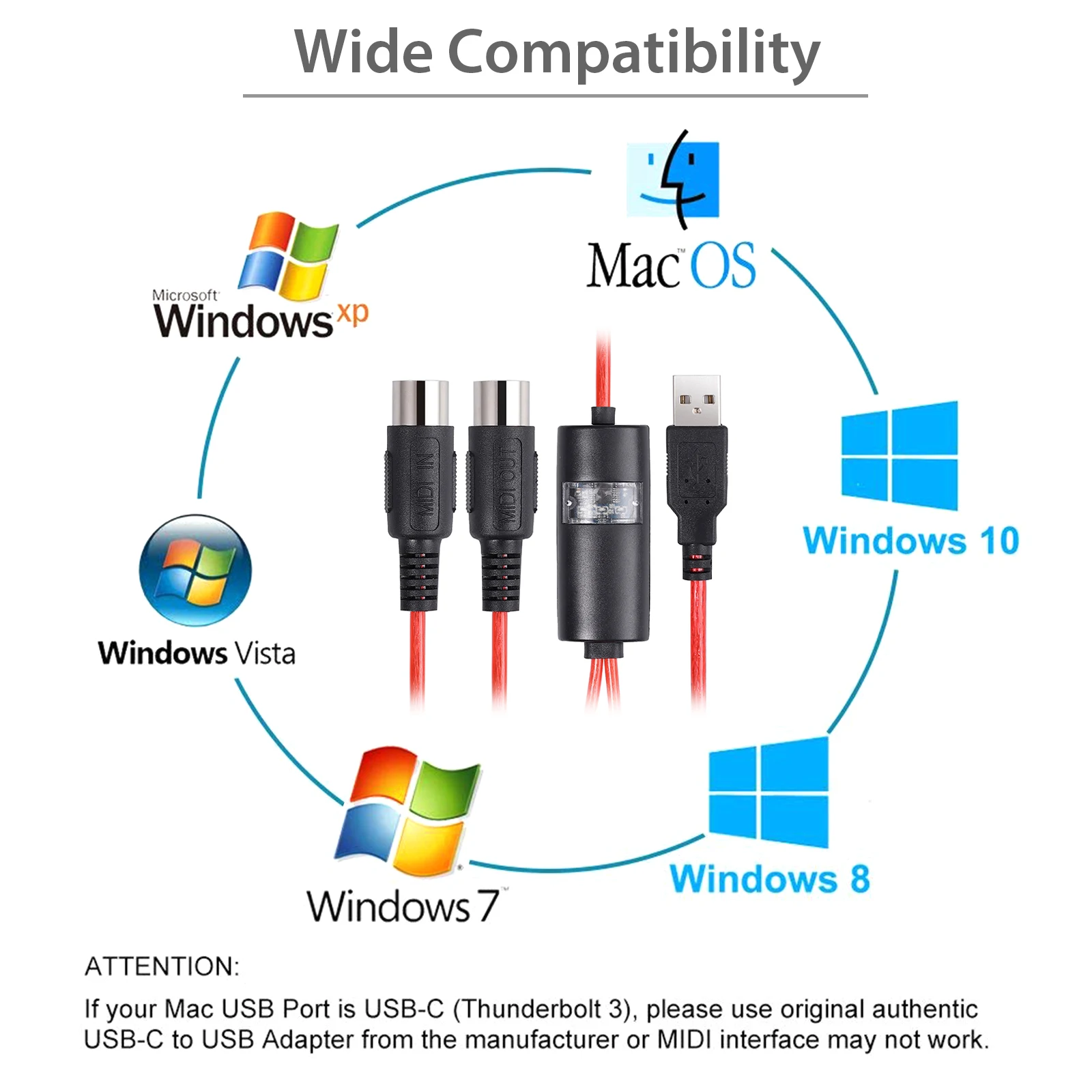 Prozor 5 контактный DIN MIDI к usb разъему кабель конвертер USB адаптер Интерфейс для Mac PC