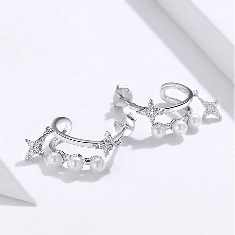 bamoer Dazzling Stars Dangle Earrings for Women 925 Sterling Silver High Quality Wedding Statement Jewelry Pear Earing BSE183