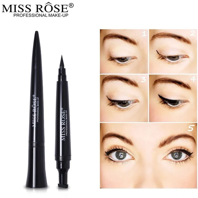 Подводка для глаз MISS ROSE Black жидкая подводка с герметичным карандашом макияж