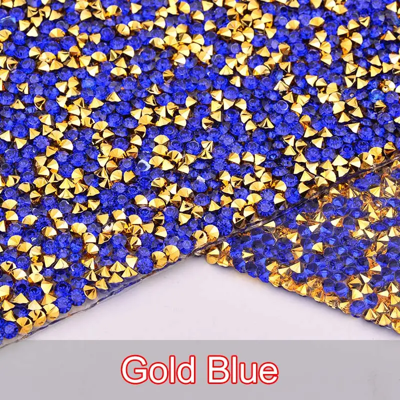 Gold Blue JUNAO 24x40 см черный самоклеющийся смолы Стразы на сетчатой основе ткань кристалл аппликация из страз обвязка Алмазный лист ремесла - Цвет: Gold Blue