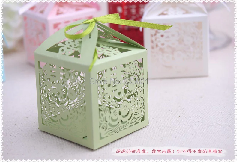 Свадебная коробка конфет -- Лазерная резка Двойное счастье пользу бумажная