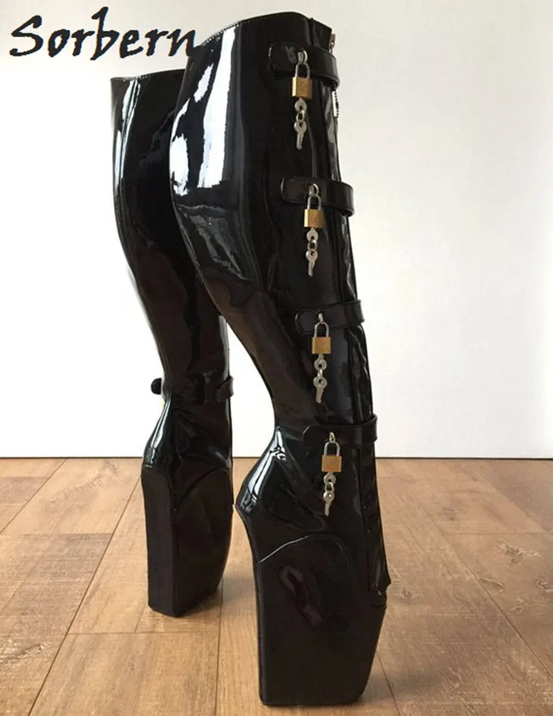 Женские сапоги до колена на широком каблуке в готическом стиле | Обувь