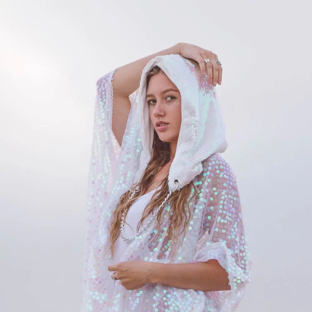 Хит продаж двусторонний капюшон с блестками русалки для Хэллоуина