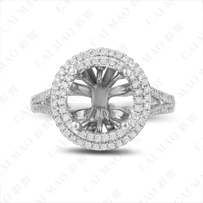 CaiMao круглое кольцо с полукреплением настройки& 0.69ct АЛМАЗ 14k белое золото обручальное кольцо с драгоценными камнями ювелирные изделия