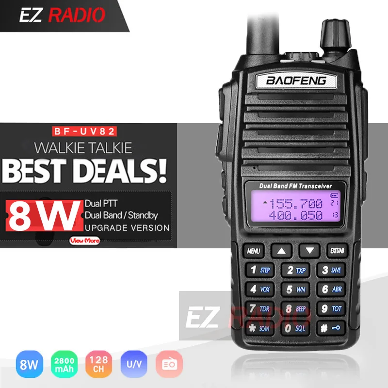 Апгрейд 8 Вт BaoFeng UV-82 портативное радио 10 км Baofeng UV 82 высокая 8 Вт рация 10 км Baofeng UV82 хорошо как Baofeng uv-9r - Цвет: 8W Radio Standard