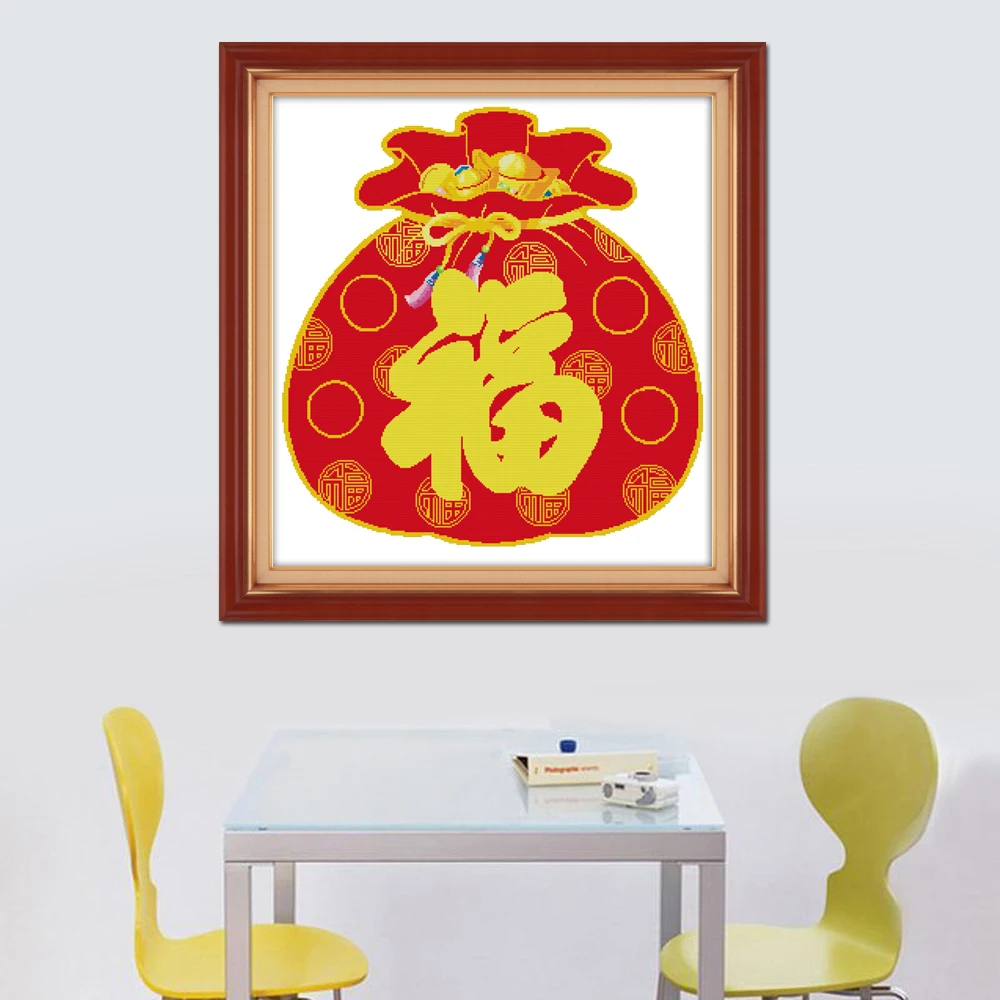 Набор для вышивки крестом Joy Sunday Удача приносит богатство домашний декор Z165