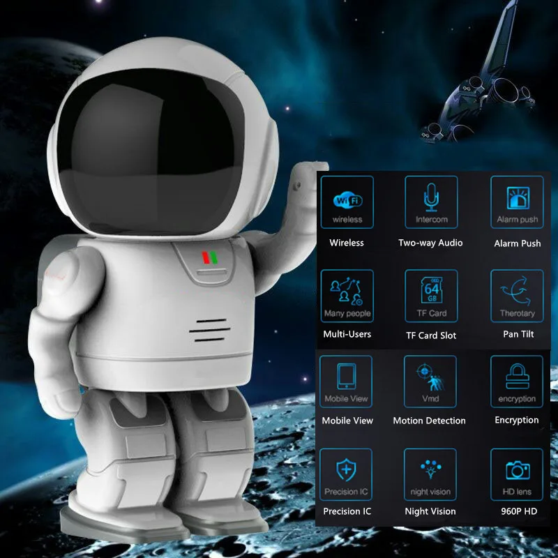 Робот IP Камера HD WI FI Видеоняни и радионяни 960 P 1.3MP CMOS Беспроводной CCTV P2P аудио