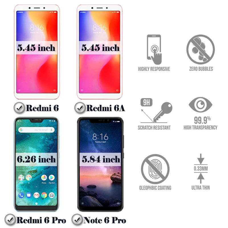 Защитное стекло Redmi 6 для Xiaomi Rdmi 6A Note Pro Защитная пленка экрана на Ksiomi My Redme Mi A6