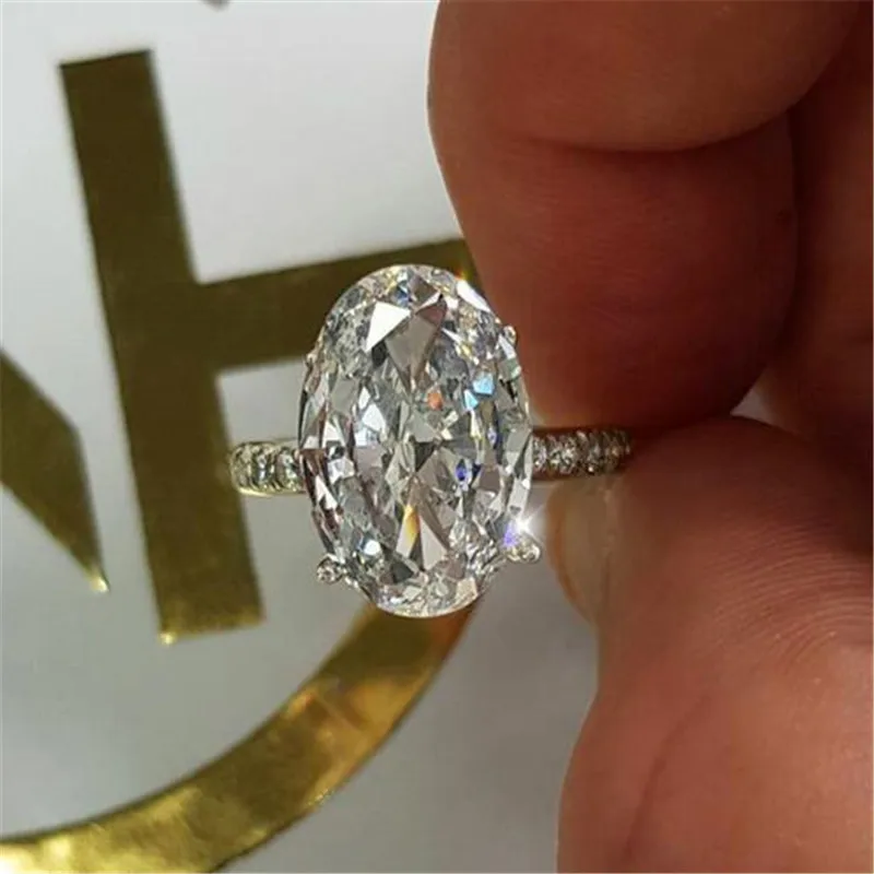 Choucong, классические кольца, наборы, 925 пробы, серебро, овальный, AAAAA, Sona cz, обручальное кольцо, кольца для женщин, свадебные украшения