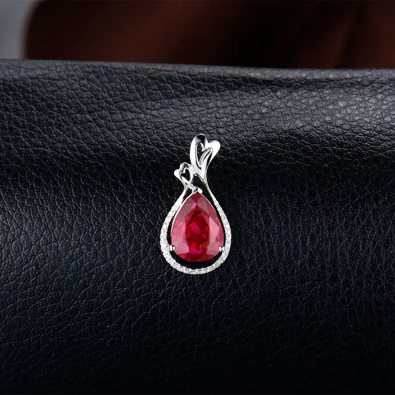 Женское ожерелье с подвеской Love Solid 18 К белое золото подогревом рубином настоящим
