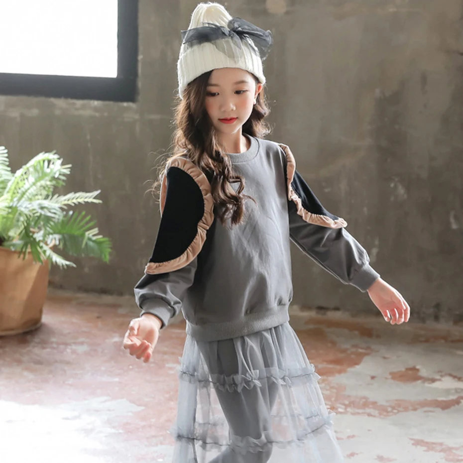 Детская одежда для девочек весенне осенняя розовая рубашка + штаны комплект