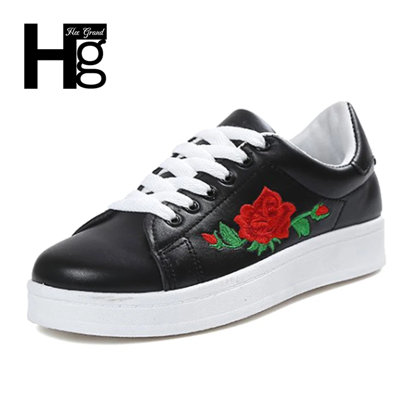 HEE GRAND/женская повседневная обувь на плоской платформе цвет черный белый удобная