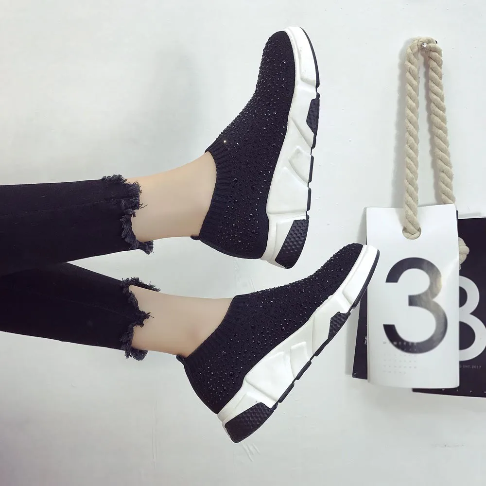 Perimedes женские вязаные эластичные тканевые носки обувь повседневная Стразы