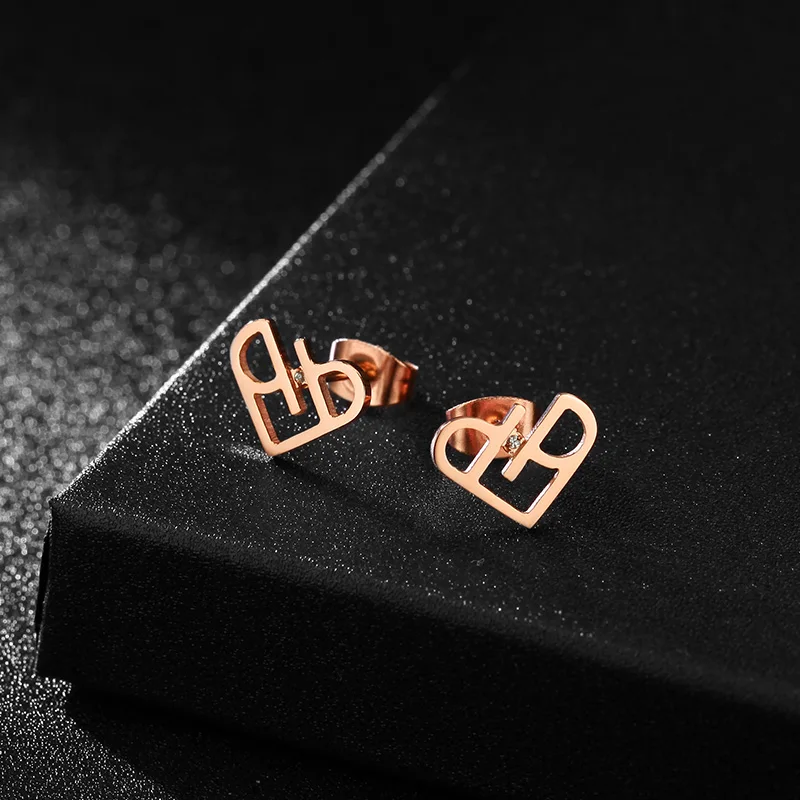 YUN RUO модный бренд розовое золото цвет элегантный микро Цирконий CZ сердце серьги