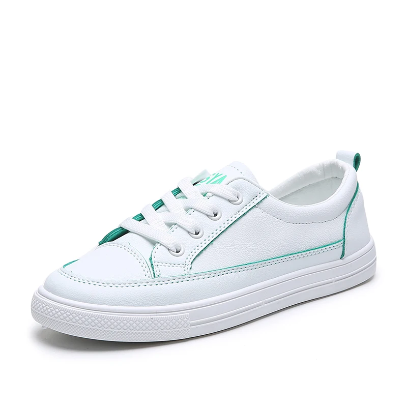Green New Designer White Casual Sneakers Women Shoes PU Leather Canvas Sneakers Female Autumn Tenis chaussures femme Dropshipping - Цвет: Green