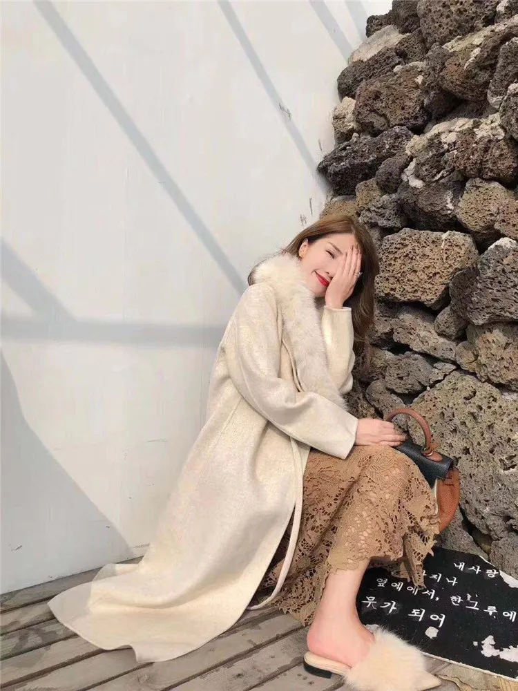 Зимняя куртка женская Повседневная 2019 натуральный мех пальто Лисий воротник 100%