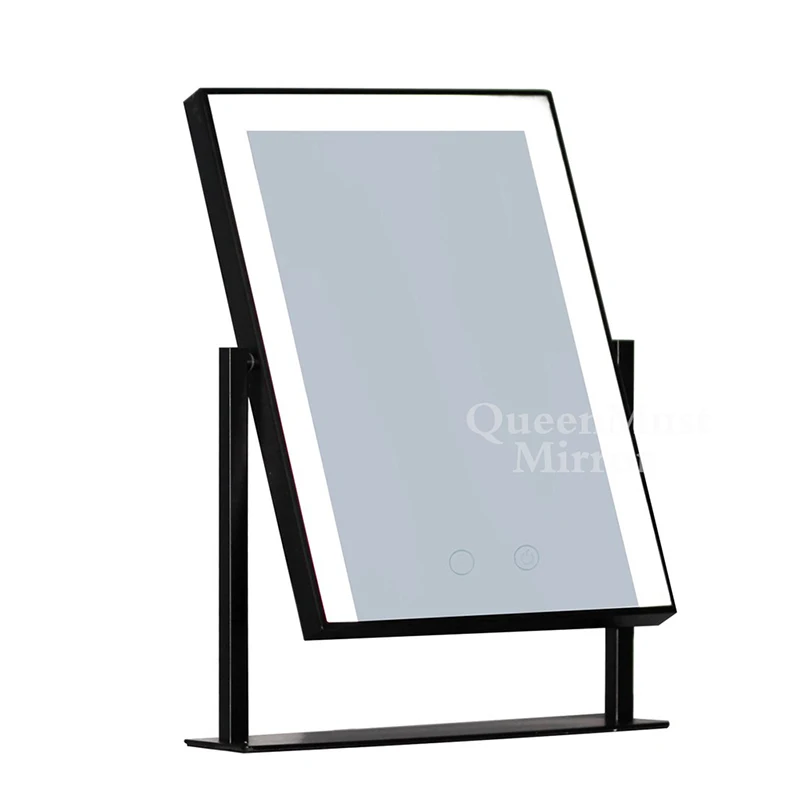 Black 40x50cm Голливуд Стиль косметическое зеркало для макияжа с 15x 3W затемнения светодиодный лампы сенсорный Управление освещенные косметическое зеркало с подсветкой - Цвет: Black 40x50cm