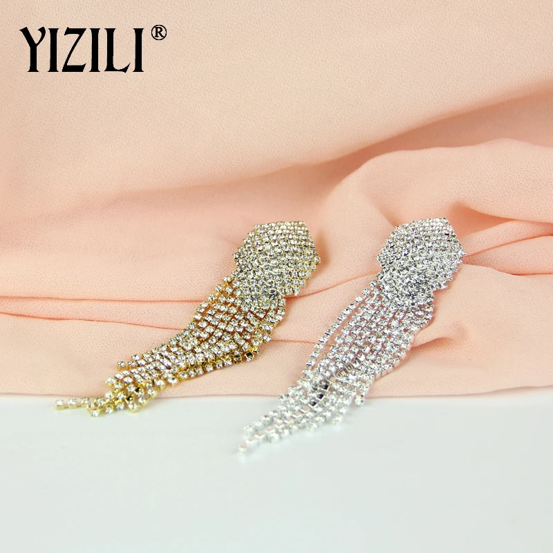 YIZILI 2018 большие серьги с кисточками блестящие элегантные цепочки когтями для