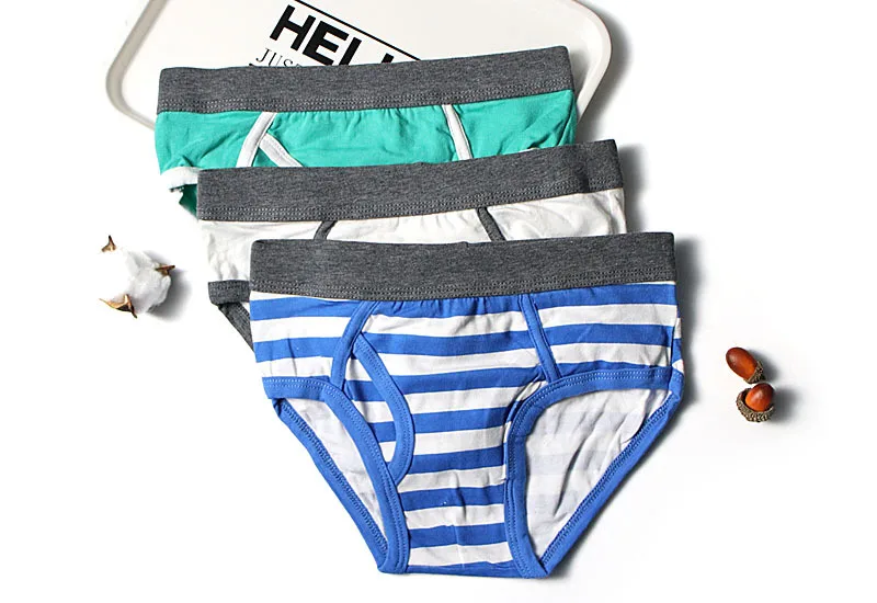 48 шт./лот трусы для мальчиков зеленое и серое нижнее белье в полоску хлопковые