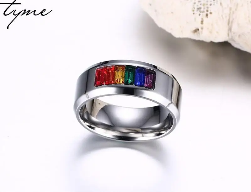 Titanium Steel colorful love Ring for woman man Wholesale Rainbow Jewelry Inlaid Micro Foreign Trade Jewellery gift | Украшения и