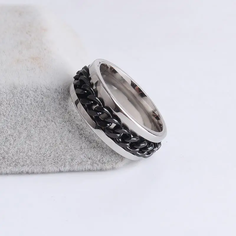 Бесплатная доставка 8 мм серебро плоский черный вращения цепи 316L