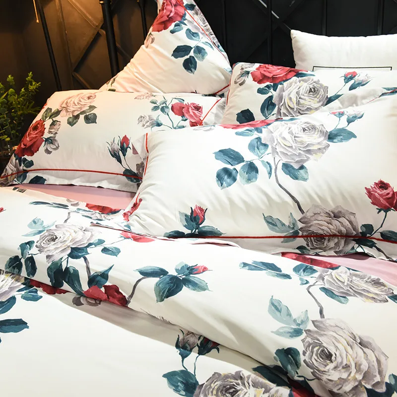 60s Long Stapled Cotton Pure Brief Style Bed Set Duvet Cover Sheet Pillowcases Flowers Design More Color Queen King | Дом и сад