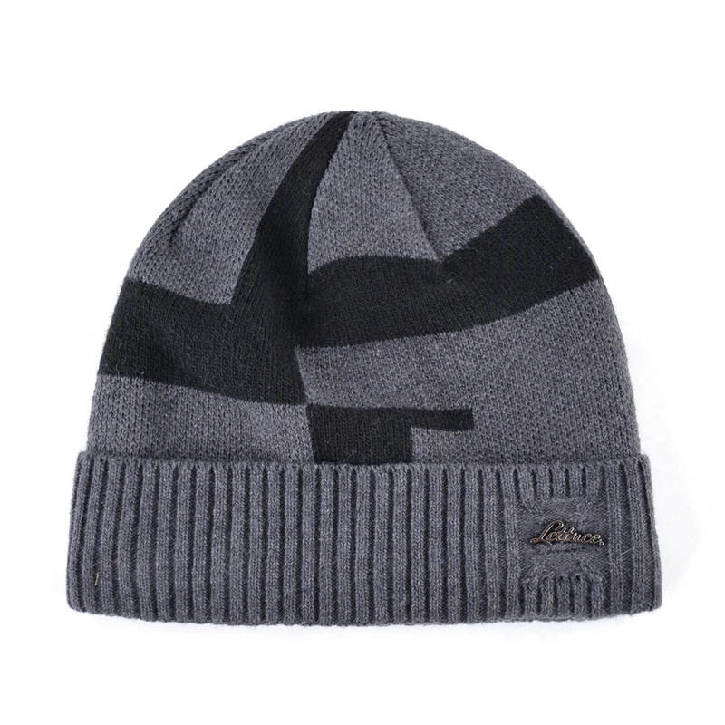 Новинка зимняя шапка мужская вязаная облегающая шапочки для мужчин теплые