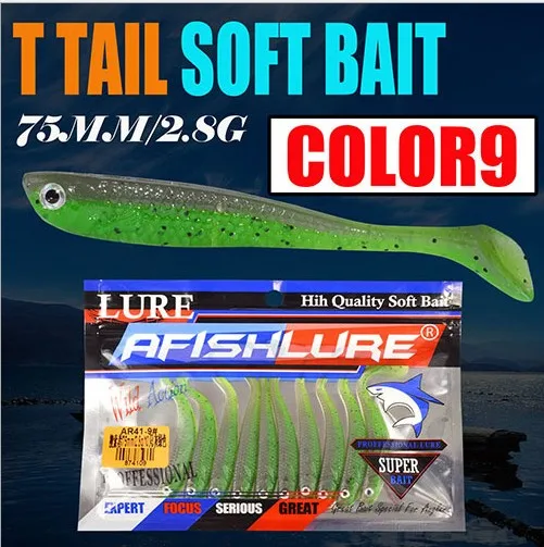 Fishing lures 75mm 2.8g 10pcs Wobblers Lures Easy Shiner Swimbaits Silicone Soft Bait Double Color Carp Artificial Soft Lure - Цвет: COLOUR-9