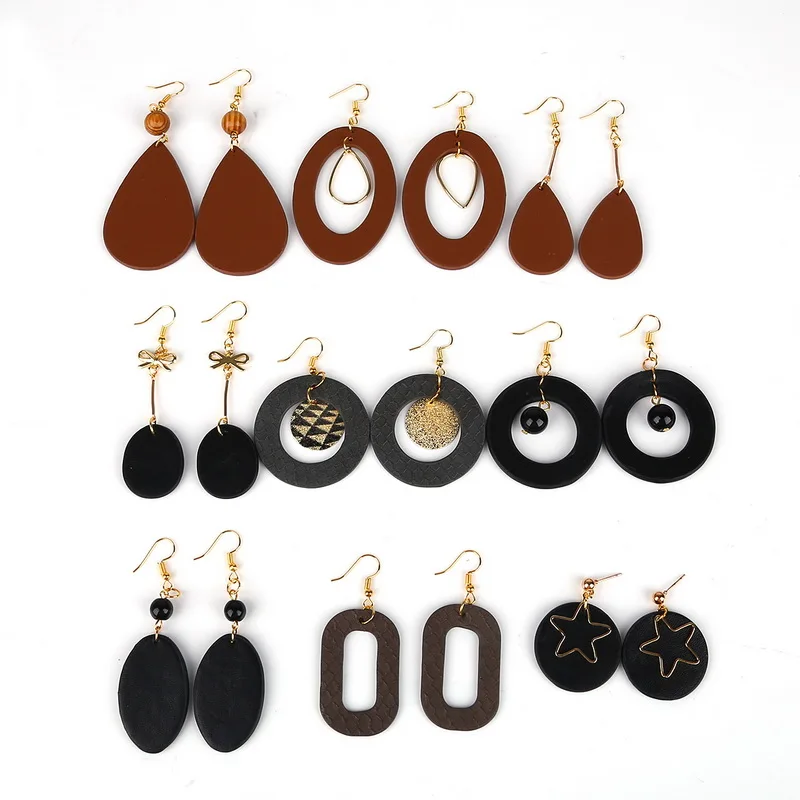 Новинка черное/коричневое кольцо/эллипс/свисающая/прямоугольная/вафельная