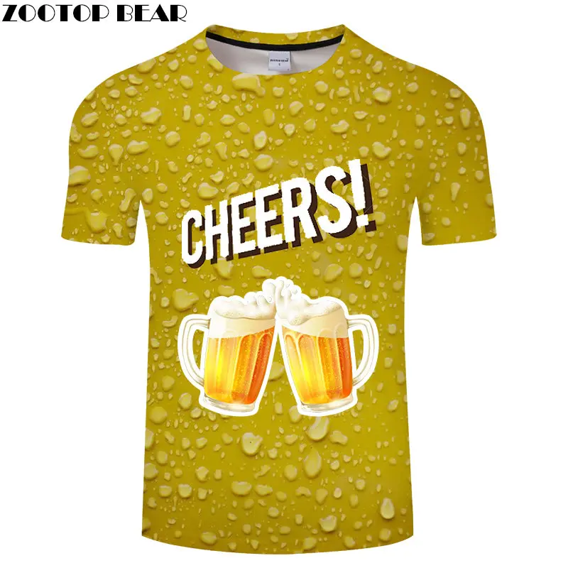 Drink Beer Cheers 3D футболки футболка для путешествий Мужская летние Забавные с