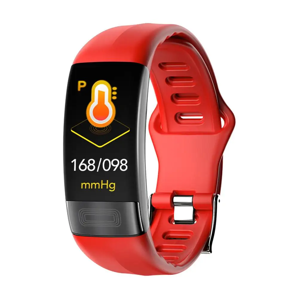 VOSSTR P11 Смарт спортивные часы с браслетом Мужские Женские умные часы ECG Bluetooth браслет монитор сердечного ритма напоминание о звонке - Цвет: Красный