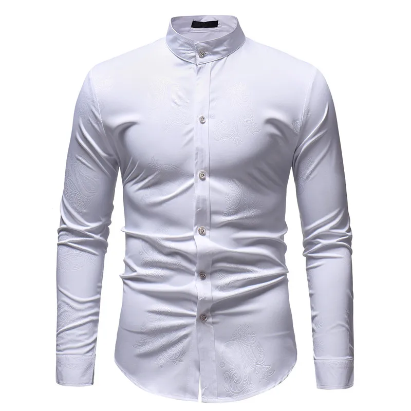 Модная мужская рубашка с орнаментом Пейсли 2018 Осенняя новая длинными рукавами и