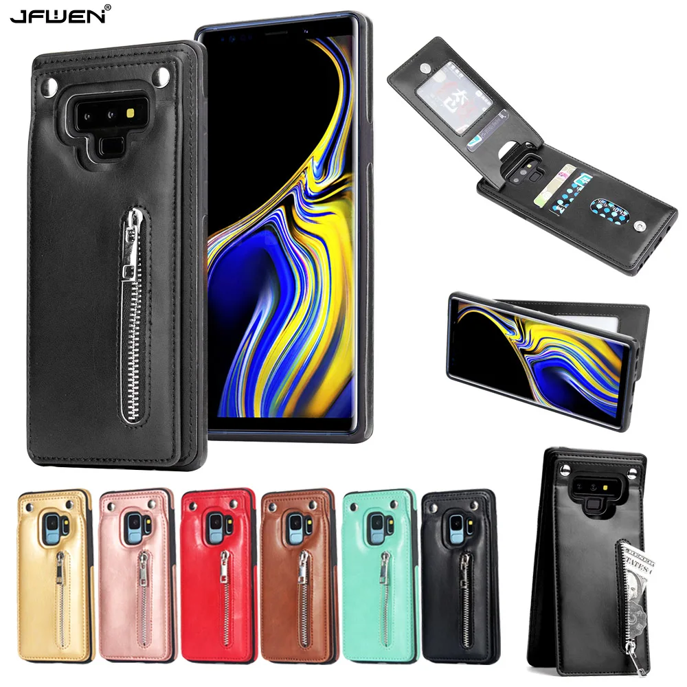 Вертикальный флип-чехол на молнии для samsung Galaxy S10, S9, S8 Plus, S10E, Note 9, 8, чехол, кожаный держатель для карт, Роскошный кошелек, сумка для телефона