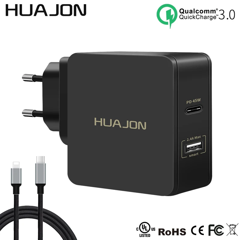 USB PD Зарядное устройство 45 Вт Тип C Мощность Dilivery Быстрый Charge3.0 для Macbook nintendo
